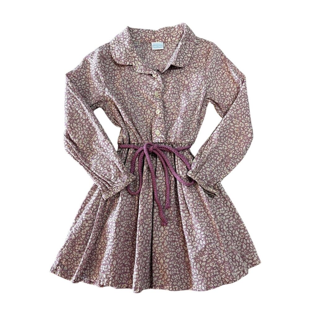 Edgehill Collection Girls Mauve Floral Shirt Dress 3T